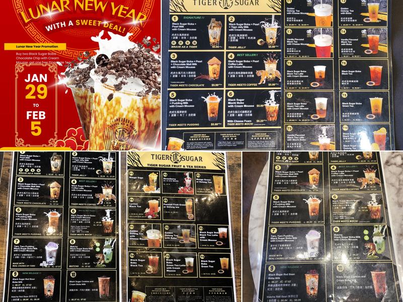 TIGER SUGAR Menu