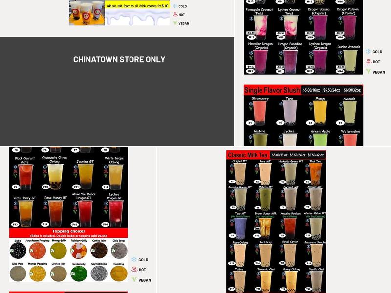 No. 1 Boba Tea Social Water Street Menu