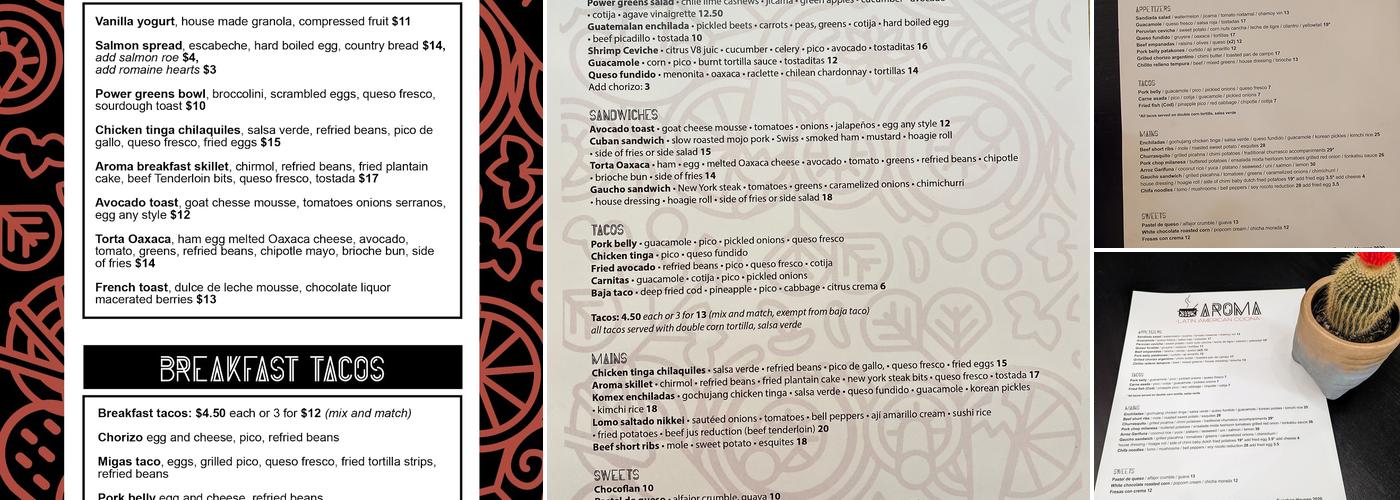 Aroma Latin American Cocina Menu