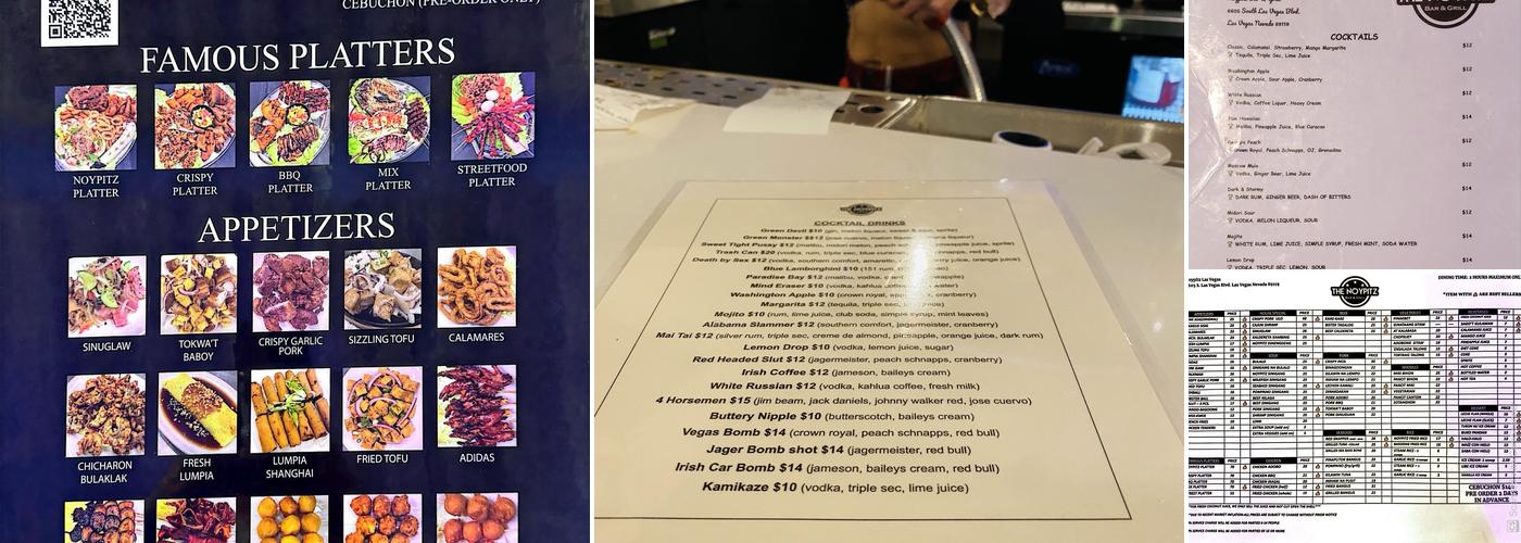 The Noypitz Bar & Grill Menu