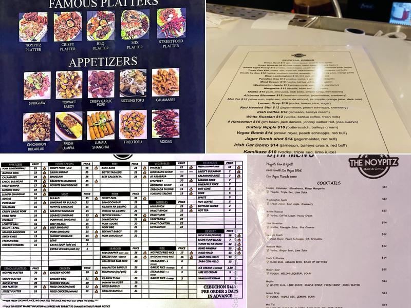 The Noypitz Bar & Grill Menu