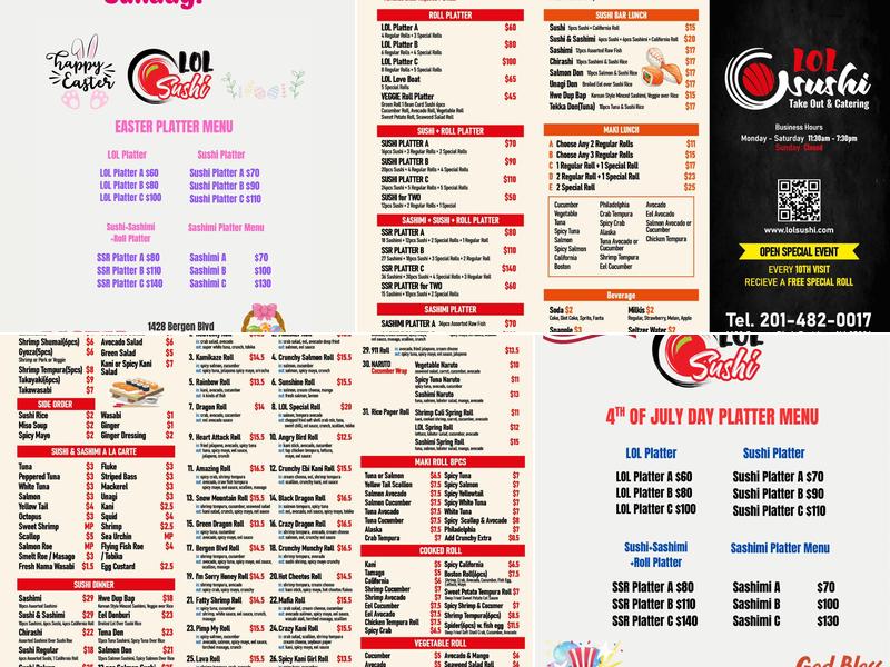 LOL Sushi Menu