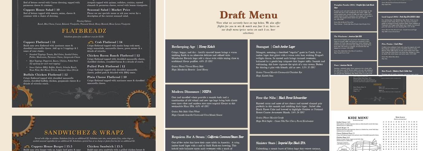 Copperz Brewing Co Menu
