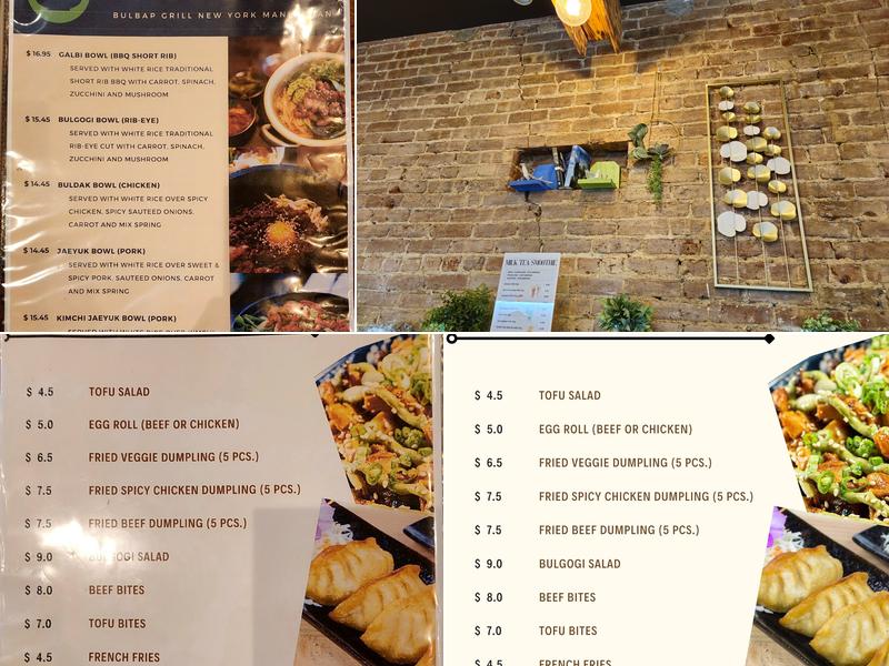 Bulbap Grill Manhattan Menu