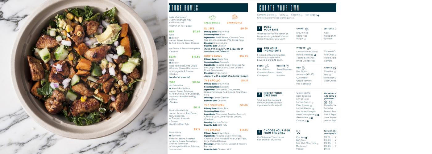Roots Natural Kitchen Menu