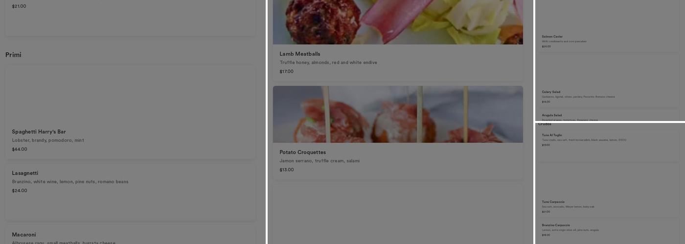 Amore Menu
