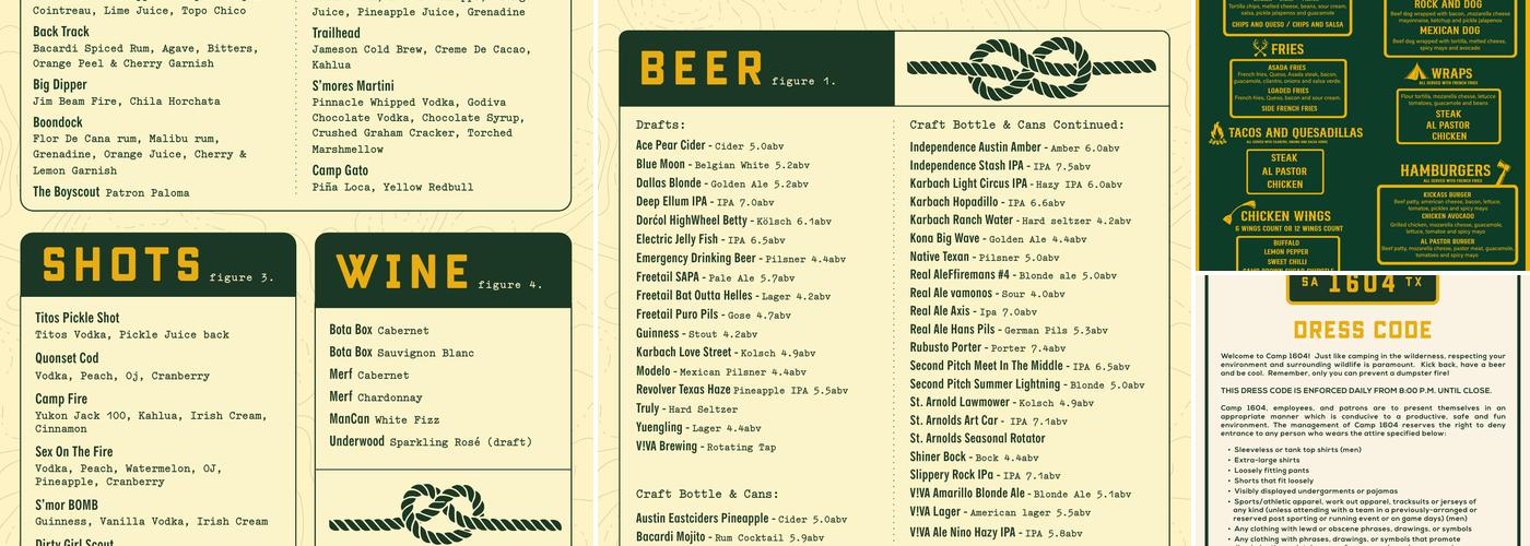 Camp 1604 Menu