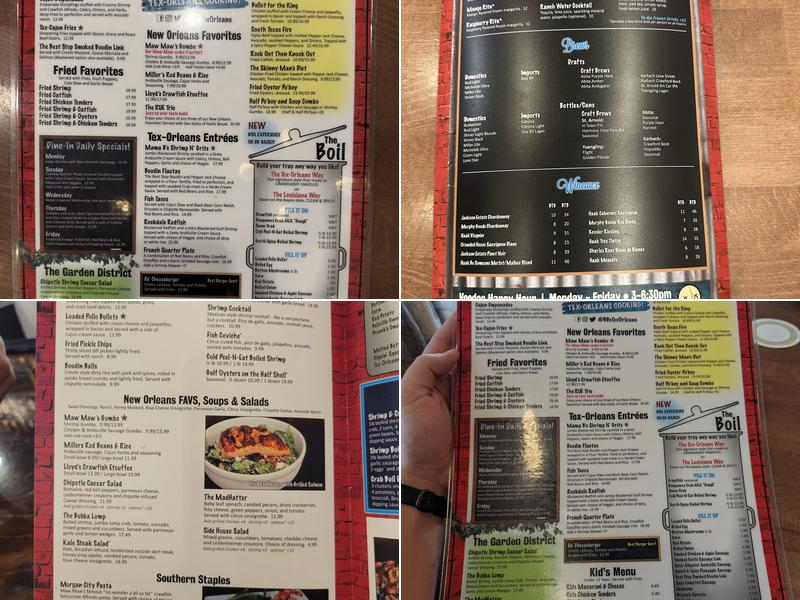 BB's Tex-Orleans Menu