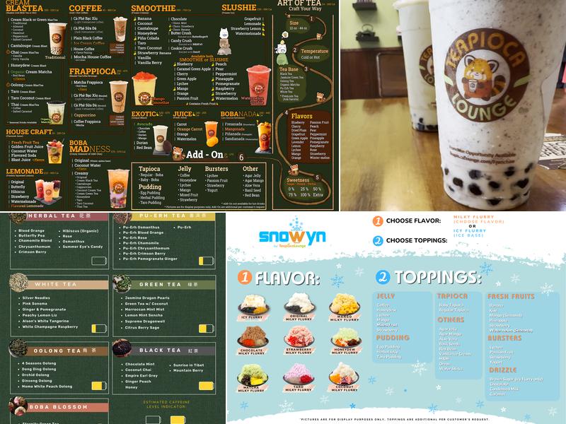 Teapioca Lounge Menu