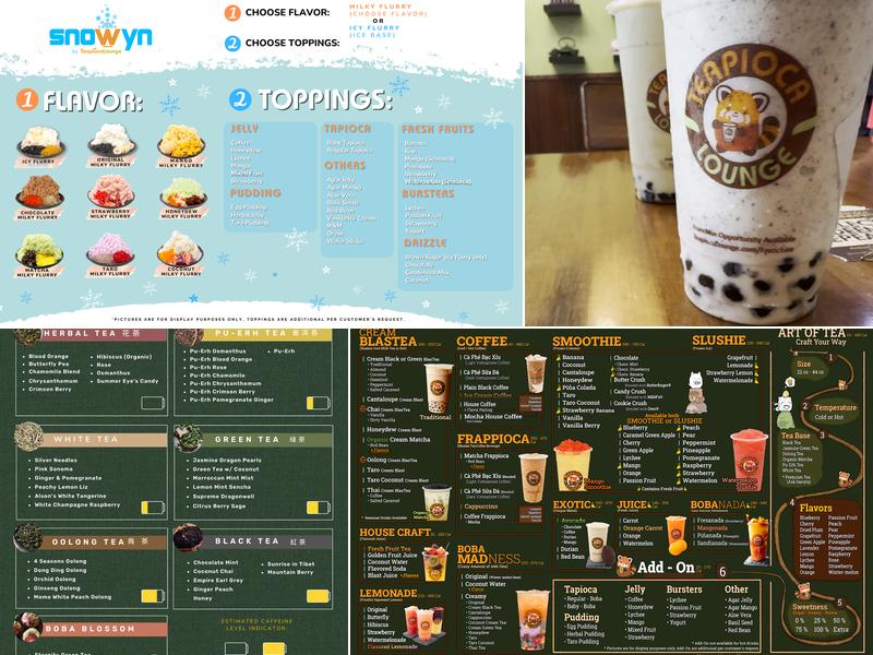 Teapioca Lounge Menu