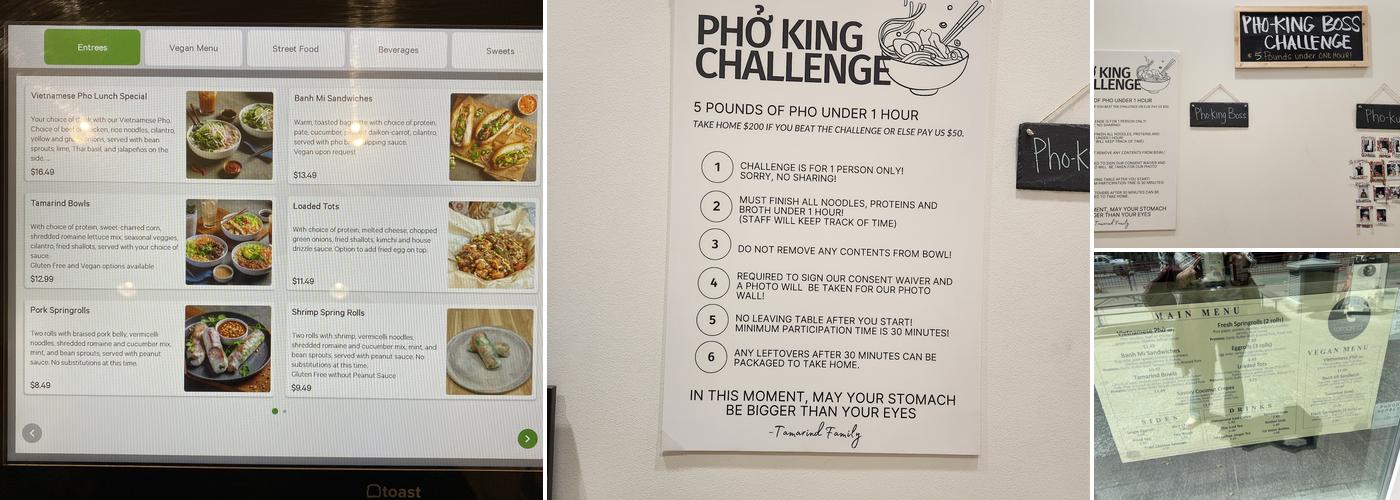 Tamarind - Vietnamese & Phở Kitchen Menu