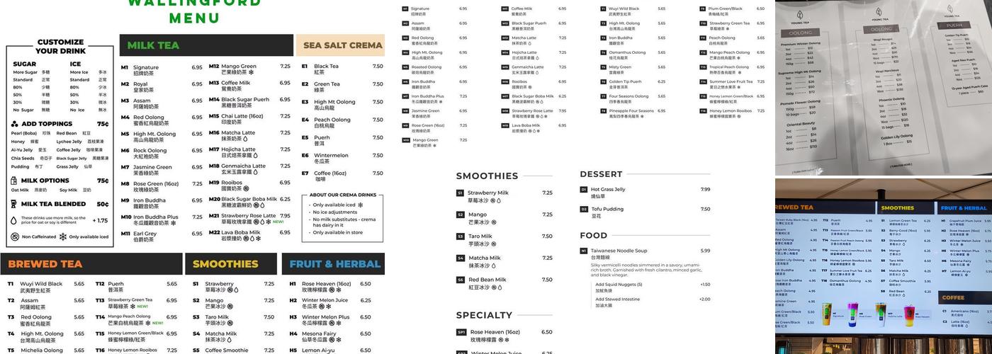 Young Tea Menu