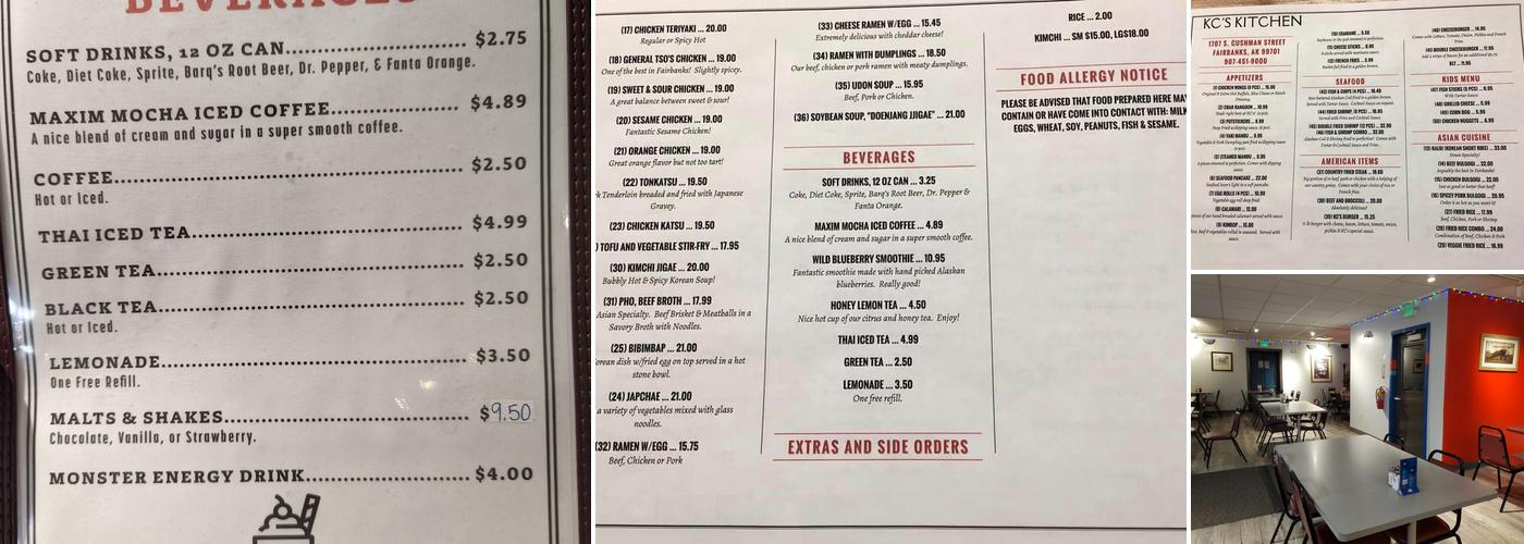 KC’s Kitchen Menu