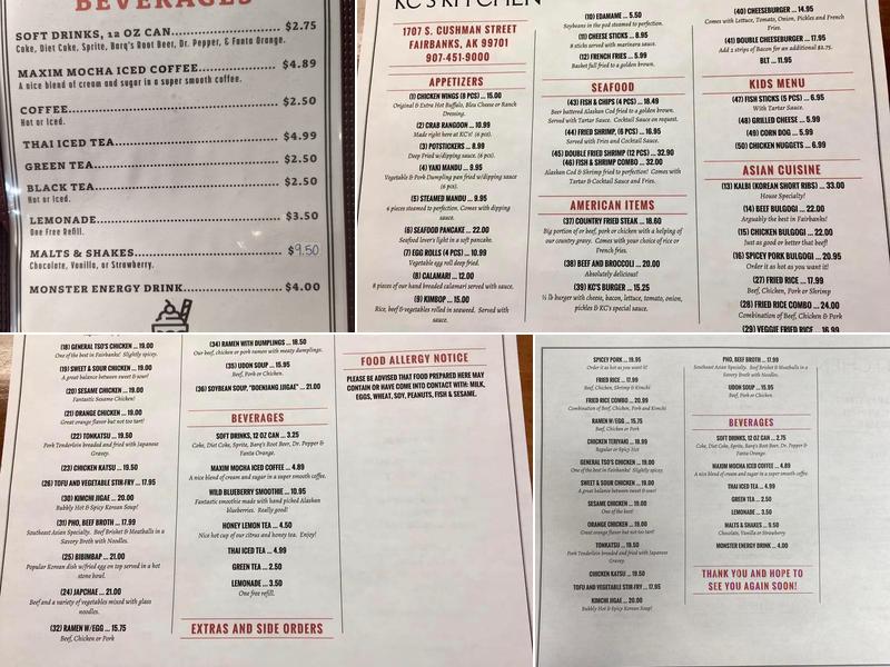 KC’s Kitchen Menu
