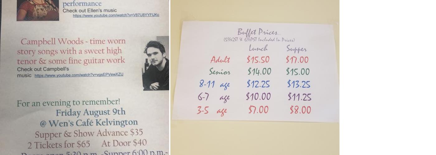 Wen's Cafe Menu