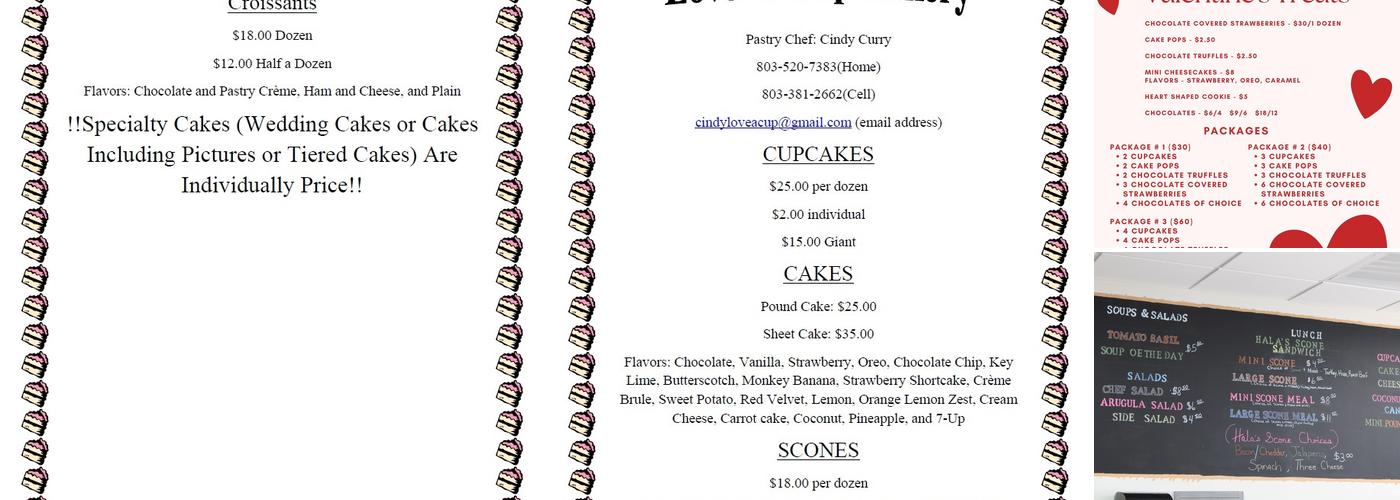 Love A Cup Bakery Menu