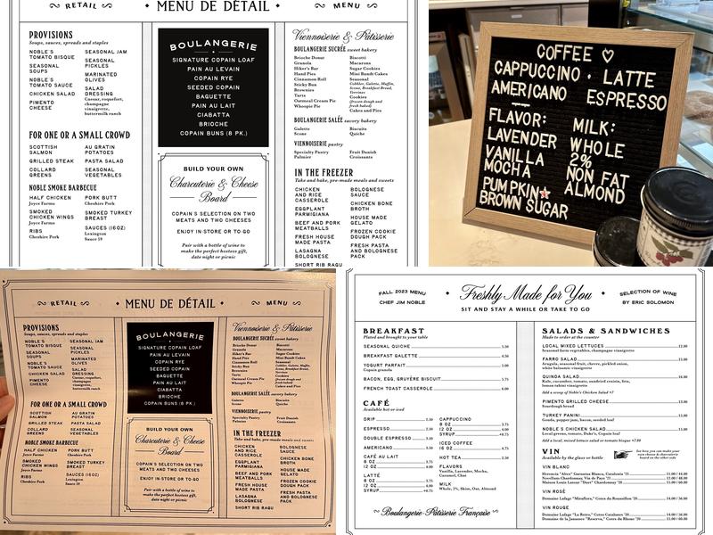 Copain Bakery & Provisions Menu