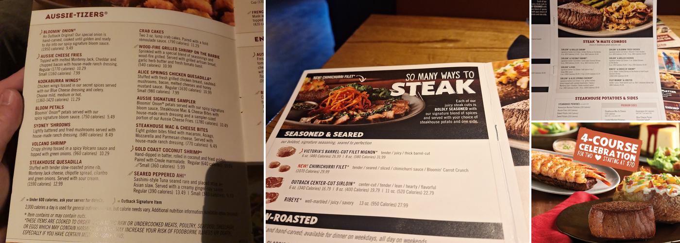 Outback Steakhouse Menu