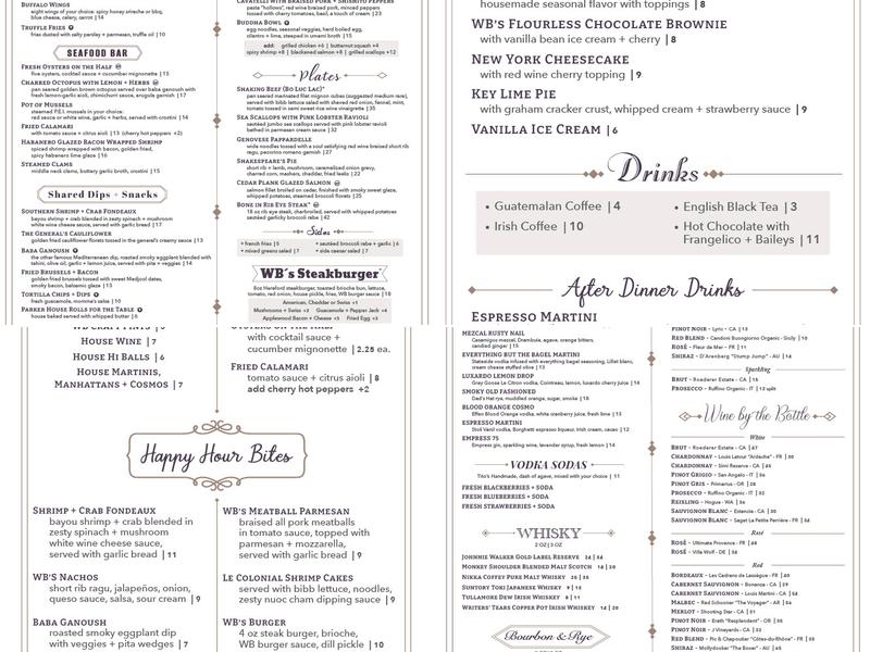 Will's + Bill's Brewery and Restaurant Menu