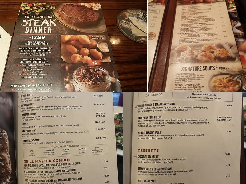 LongHorn Steakhouse Menu