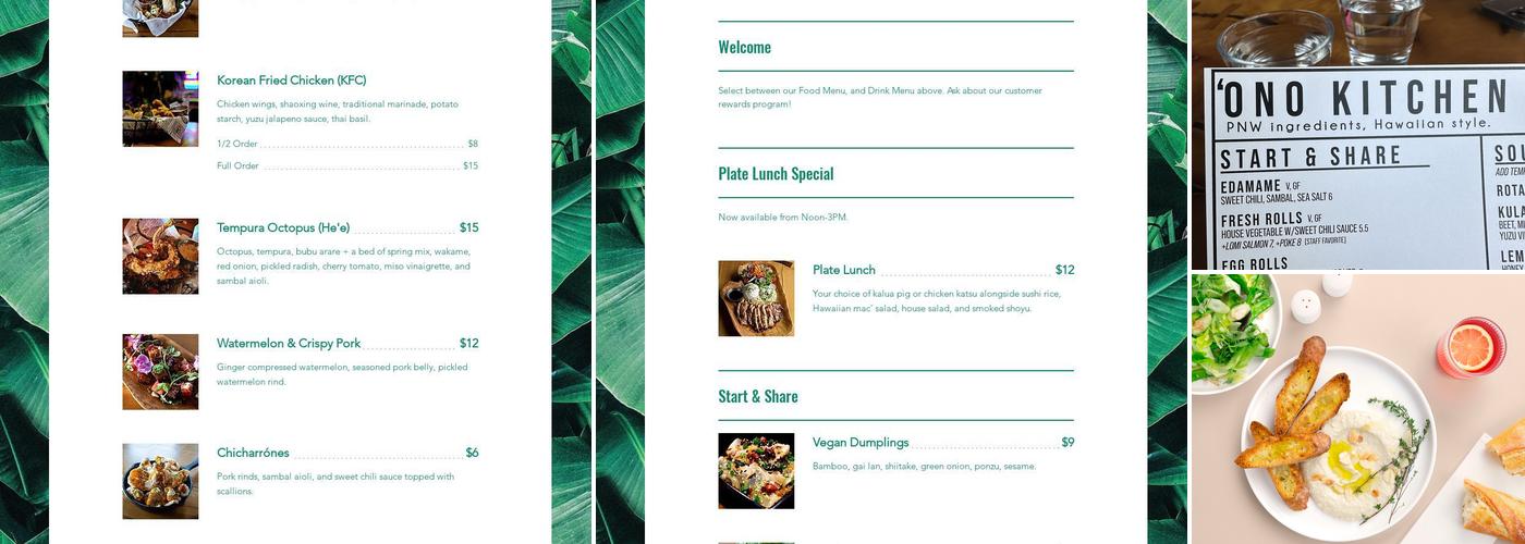 ʻOno Kitchen & Bar Menu