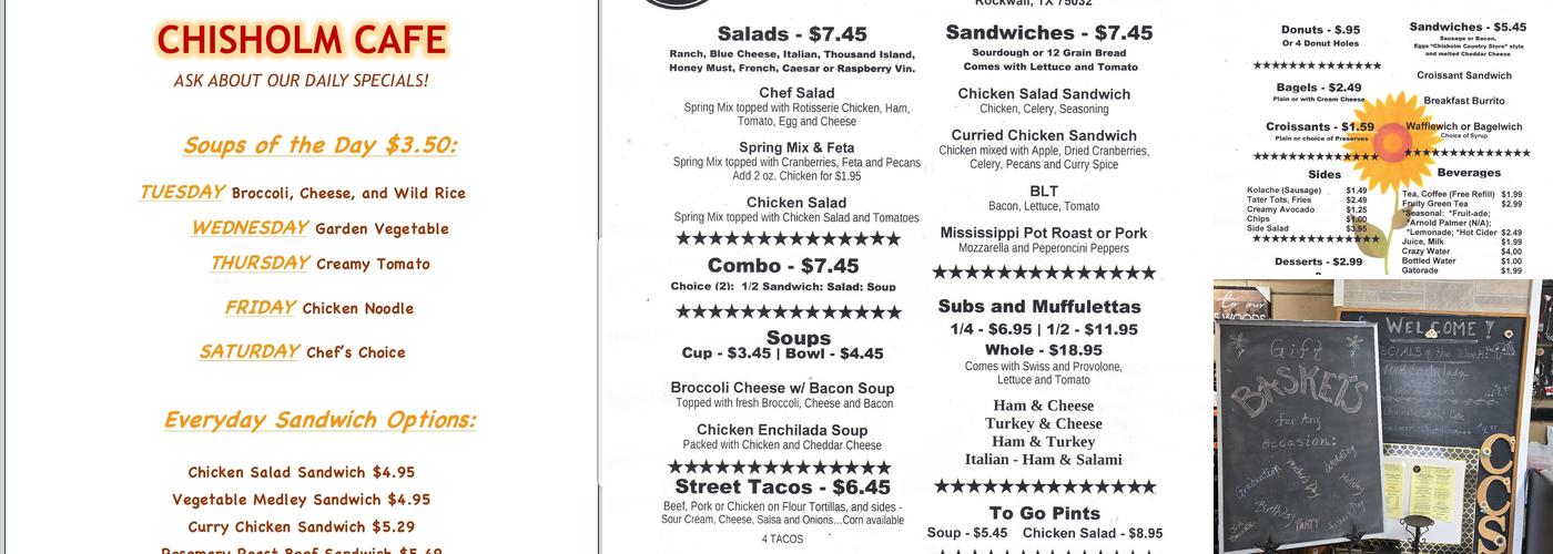 Chisholm Country Store & Cafe Menu