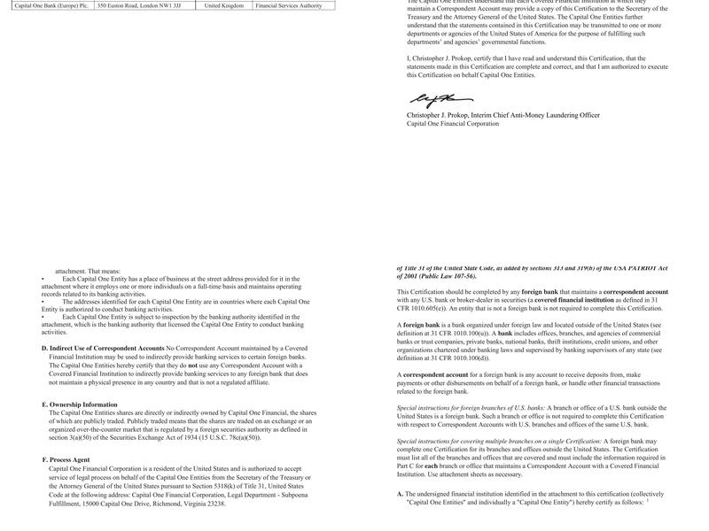 Capital One Café Menu