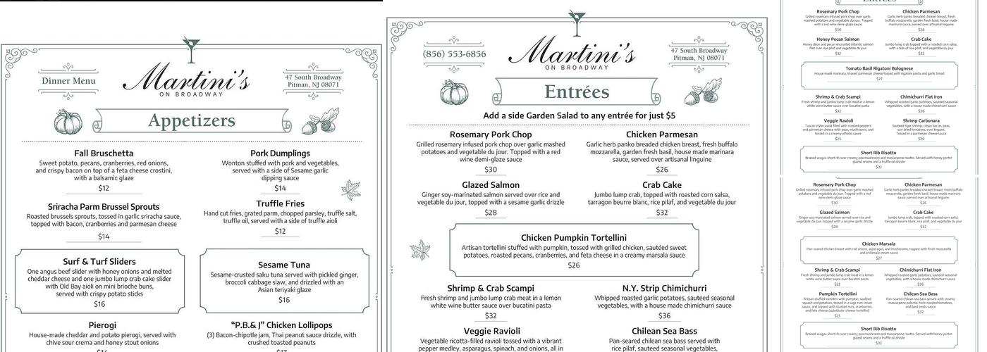 Martini’s on Broadway Menu