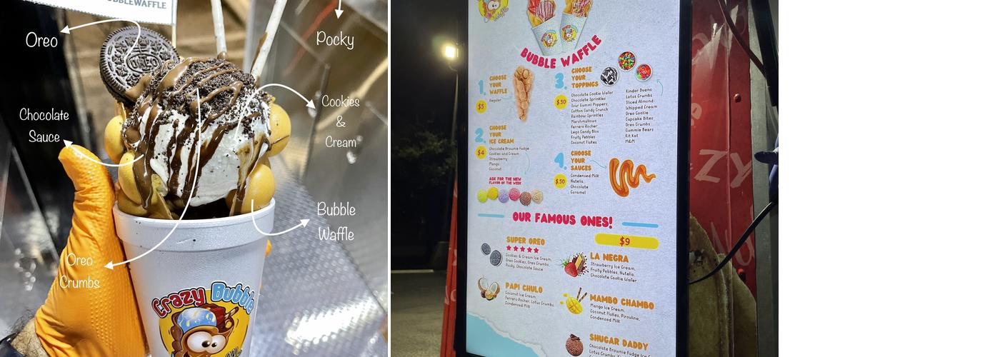 Crazy Bubble Waffle Menu