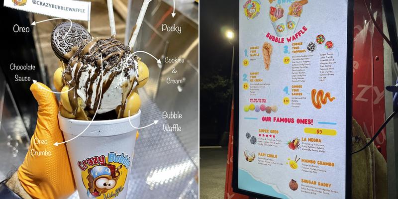 Crazy Bubble Waffle Menu