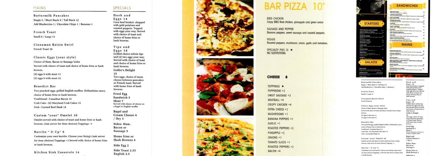 The Clubhouse Sports Bar and Grille Menu