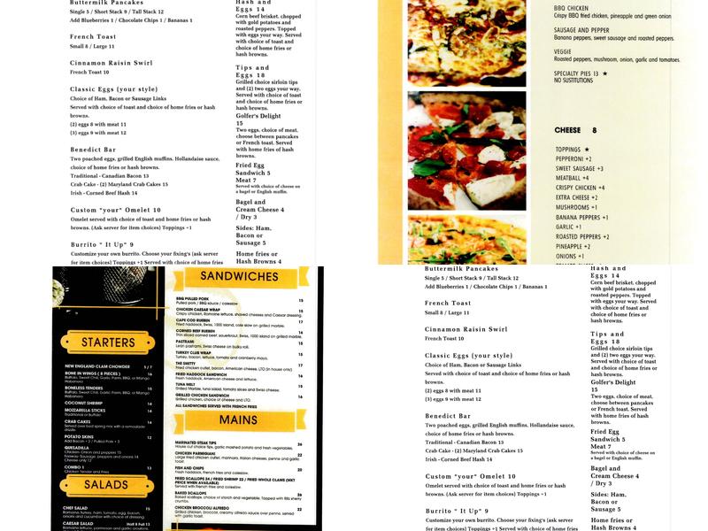 The Clubhouse Sports Bar and Grille Menu