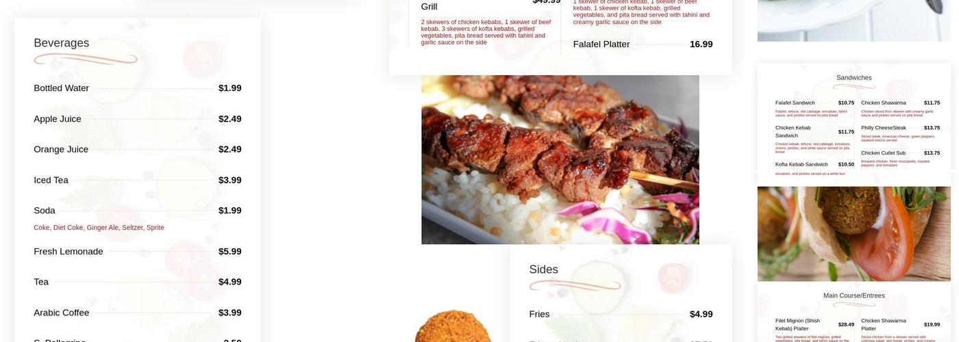 Fairfield Falafel House Menu