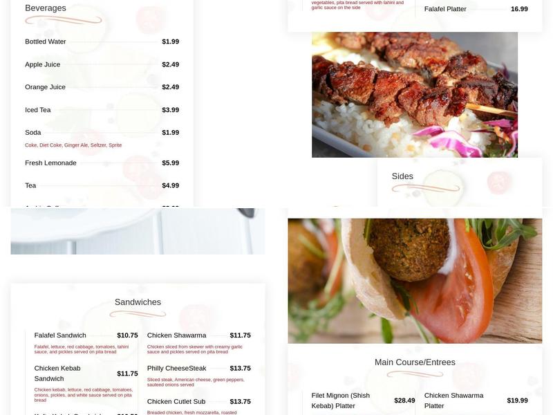 Fairfield Falafel House Menu