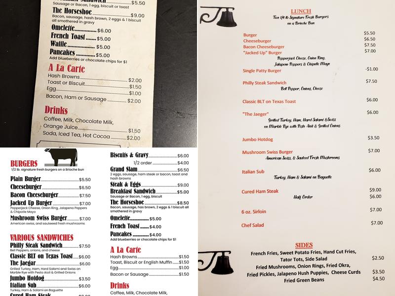 Dinner bell cafe Menu