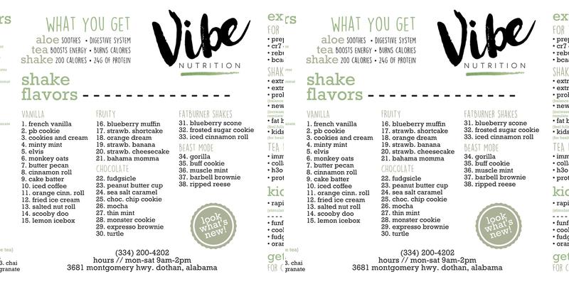 Vibe Dothan Menu