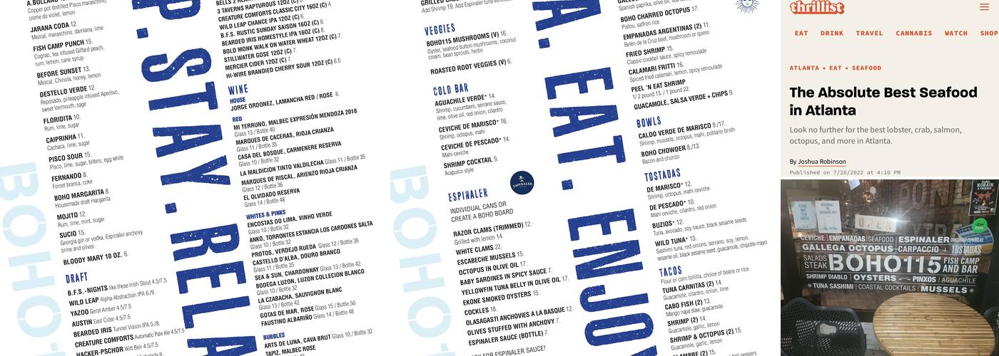 BOHO115 Menu