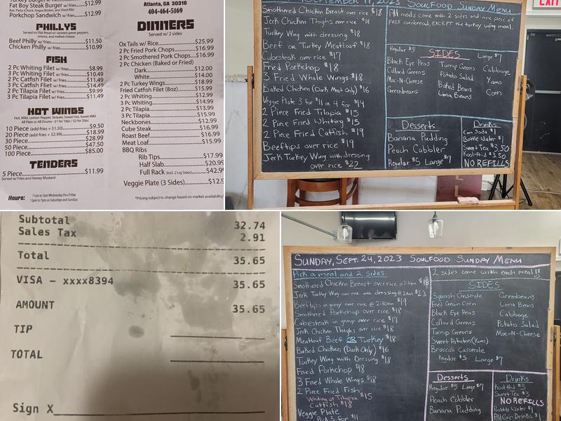 RC's Kitchen Menu