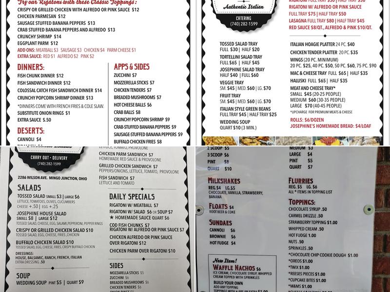 Josephine's Menu