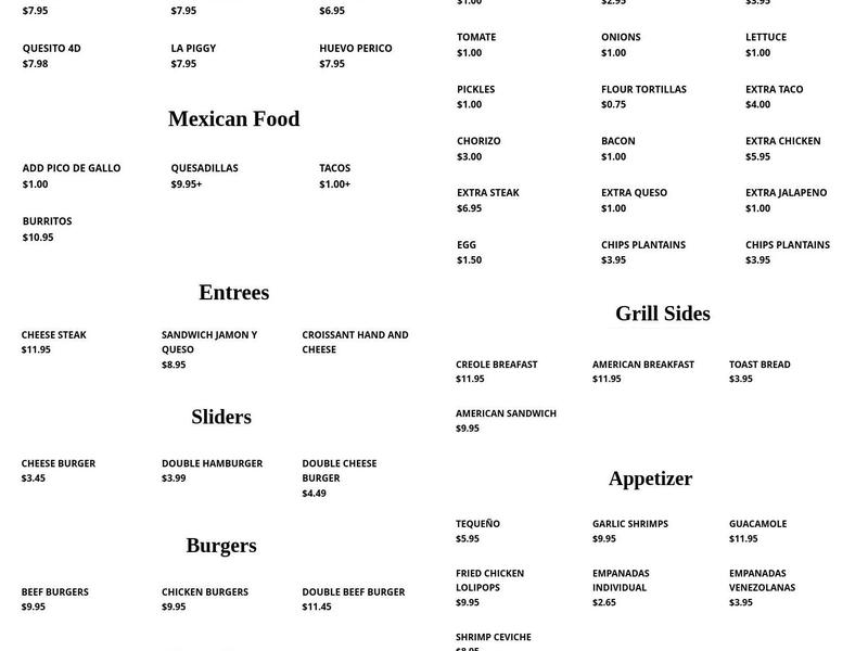 Mora's Take Out Menu