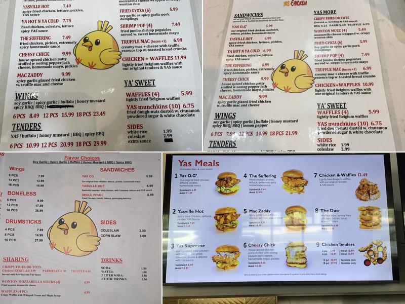 Yas Chicken Menu