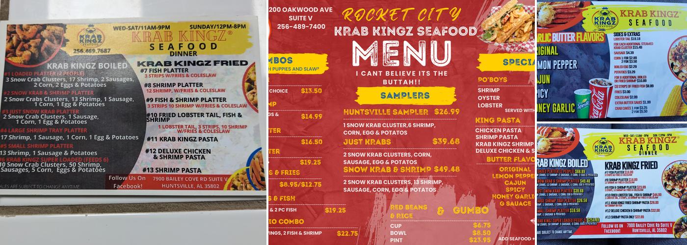 Krab Kingz Huntsville Alabama Menu