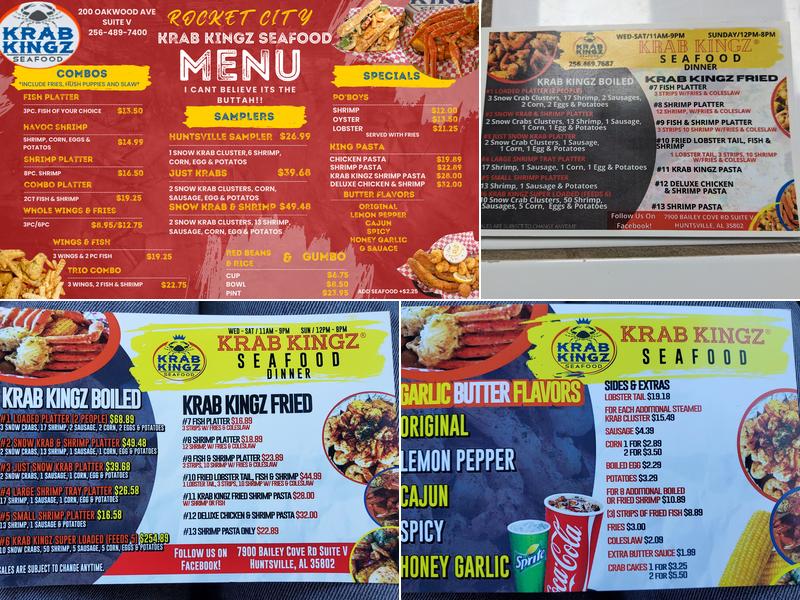 Krab Kingz Huntsville Alabama Menu