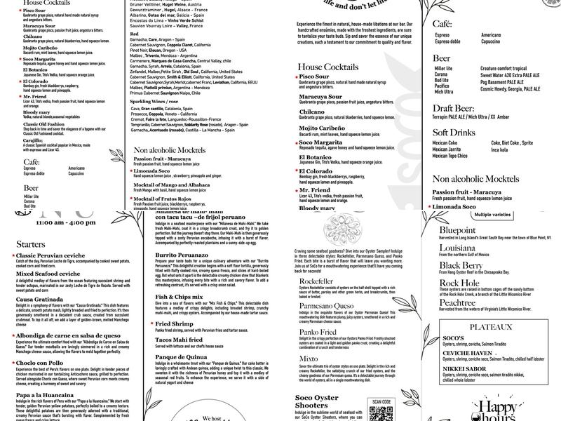 Soco Restaurant Menu