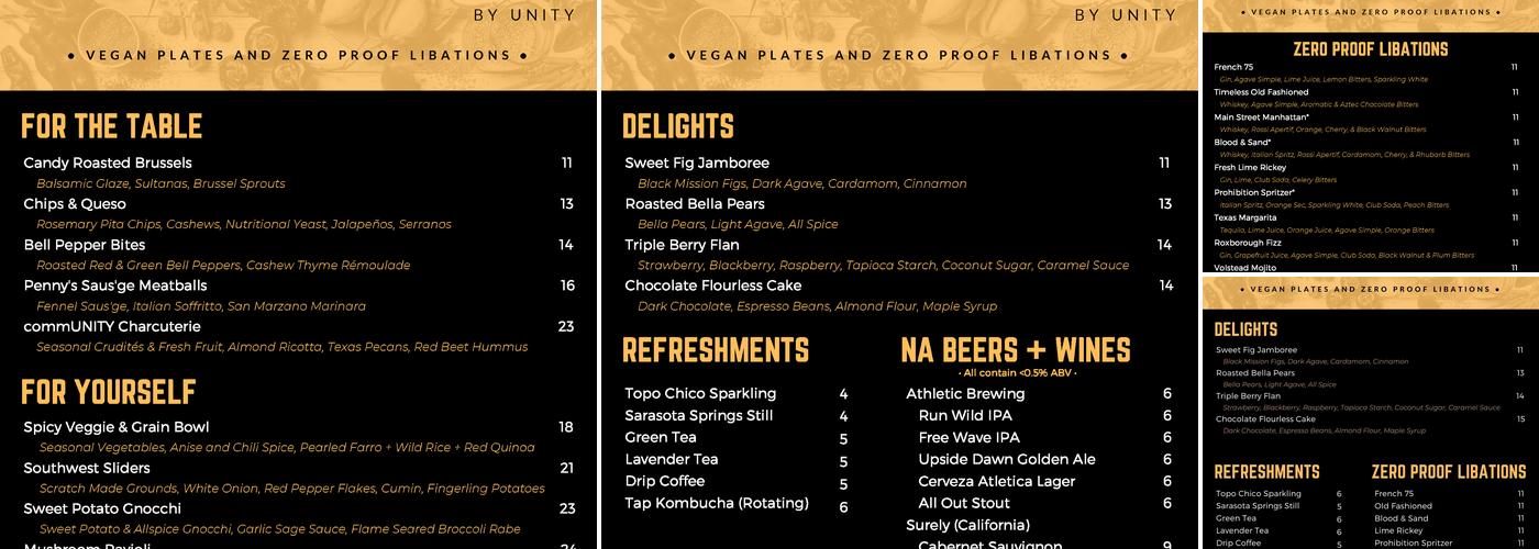 Unity Kitchen Menu