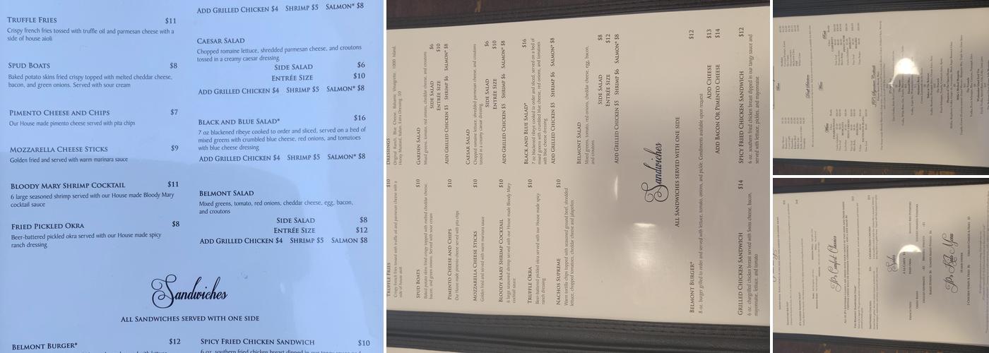 JPs Food And Spirits Menu