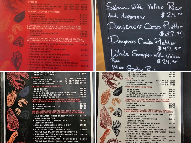 Krack'n Up Krabs Menu