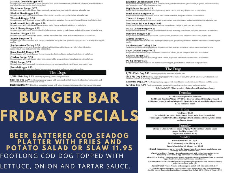 Burger Bar Menu