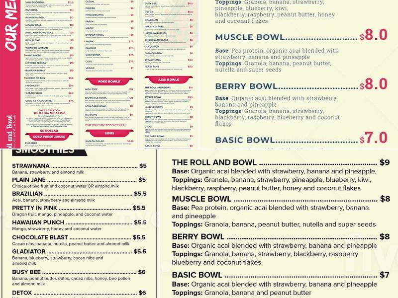 Roll and Bowl Menu