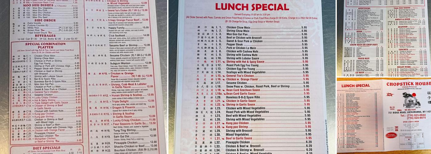 Chopstick House Menu